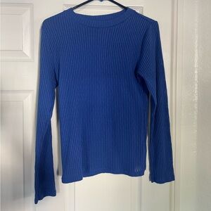 Pilcro Royal Blue Ribbed Long-Sleeve Top Anthropologie